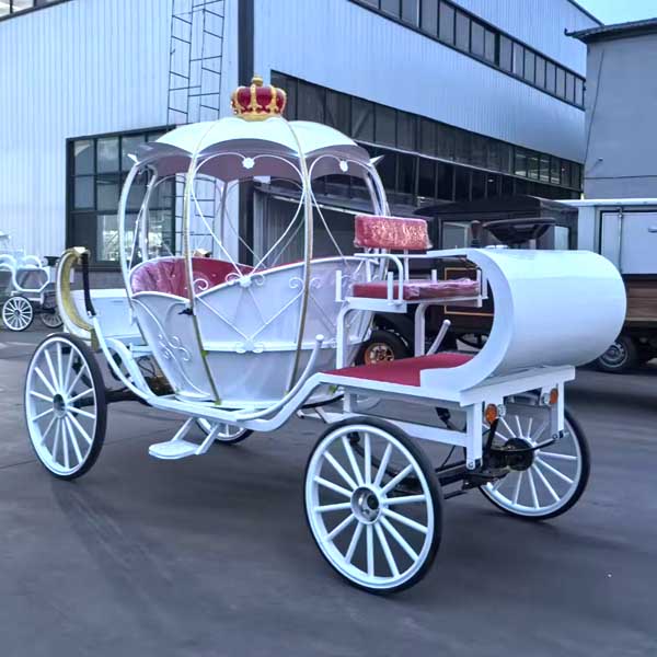 White Electric Cinderella Wedding Horse Carriage for Sale - Image 3